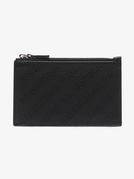 Black Logo Letters Leather Card Holder