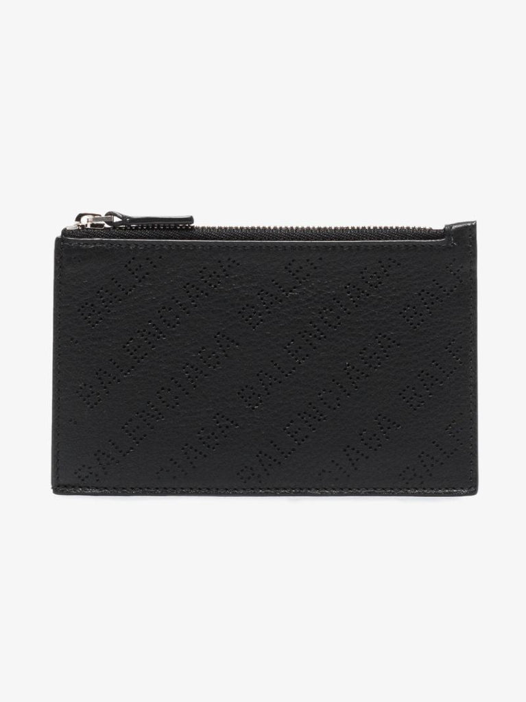 Black Logo Letters Leather Card Holder