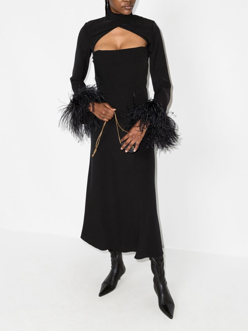 Odessa Cutout Feather Trim Dress