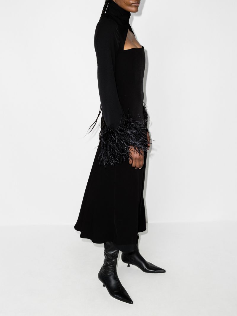 Odessa Cutout Feather Trim Dress