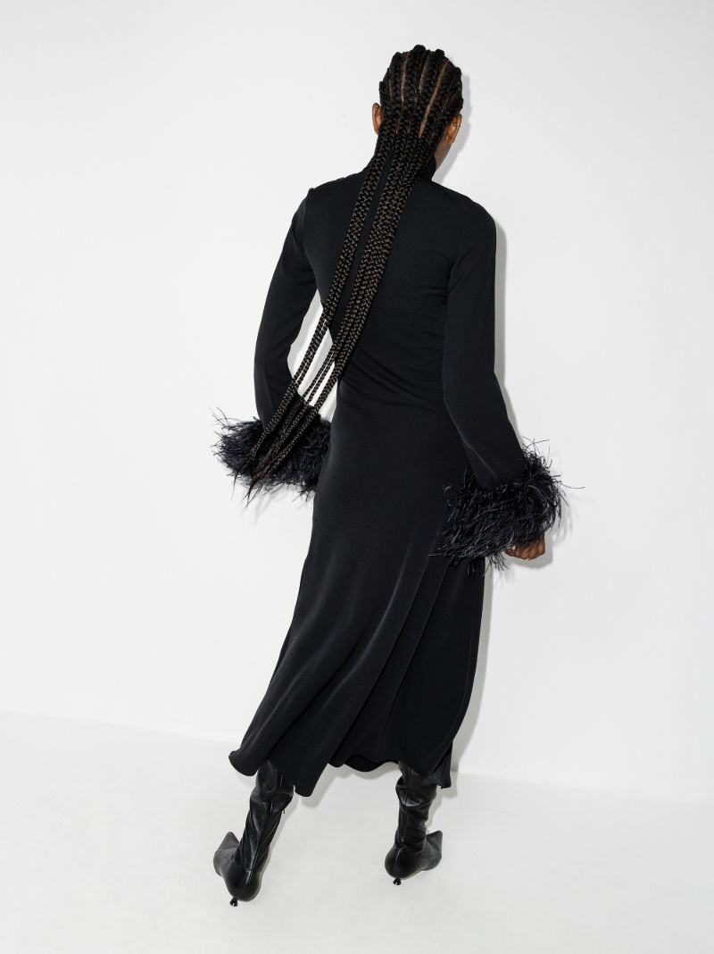 Odessa Cutout Feather Trim Dress