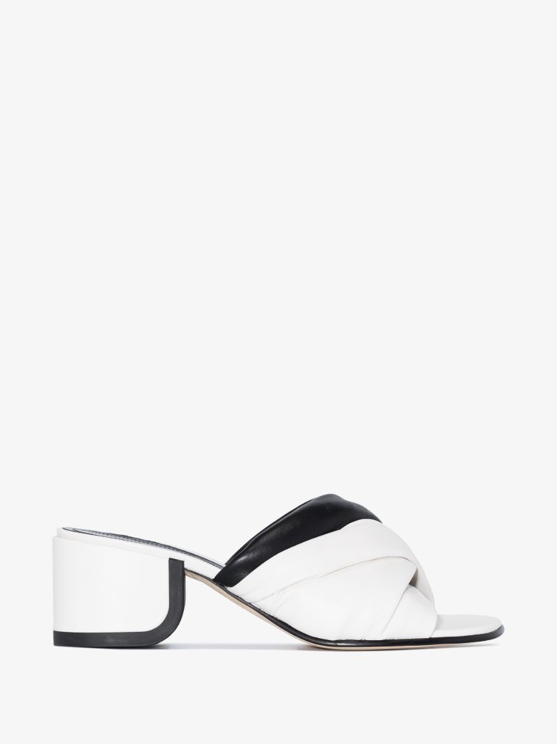 White and Black Jj 55 Leather Mules