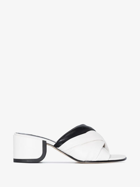 White and Black Jj 55 Leather Mules