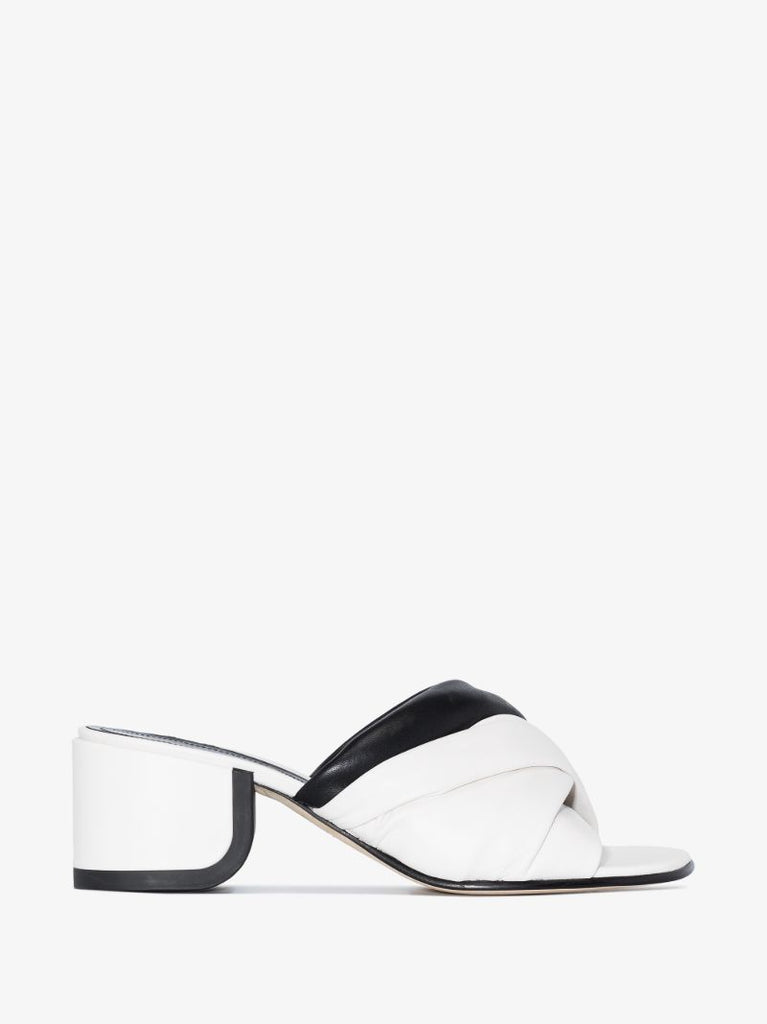 White and Black Jj 55 Leather Mules