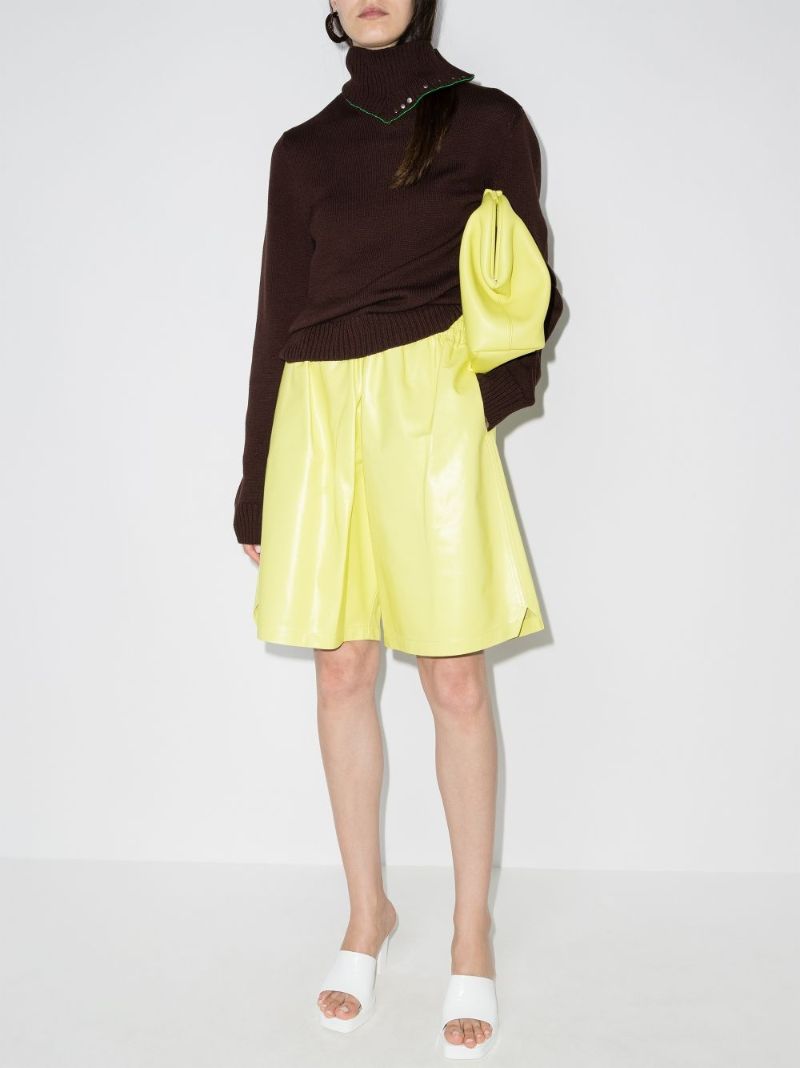 Yellow Leather Shorts