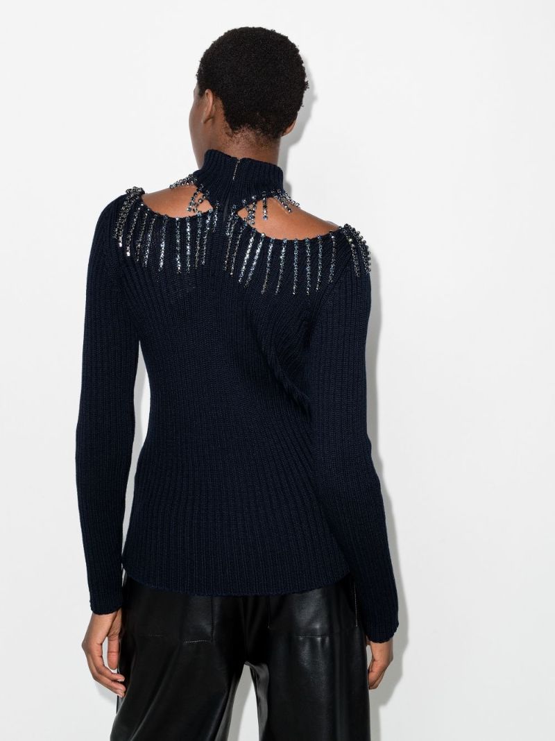 Embellished Cutout Wool Sweater