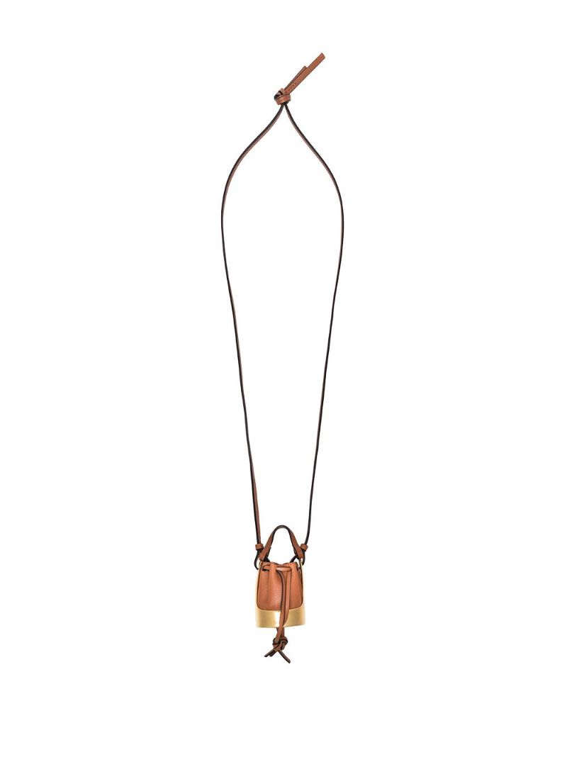 Brown Balloon Leather Necklace Bag