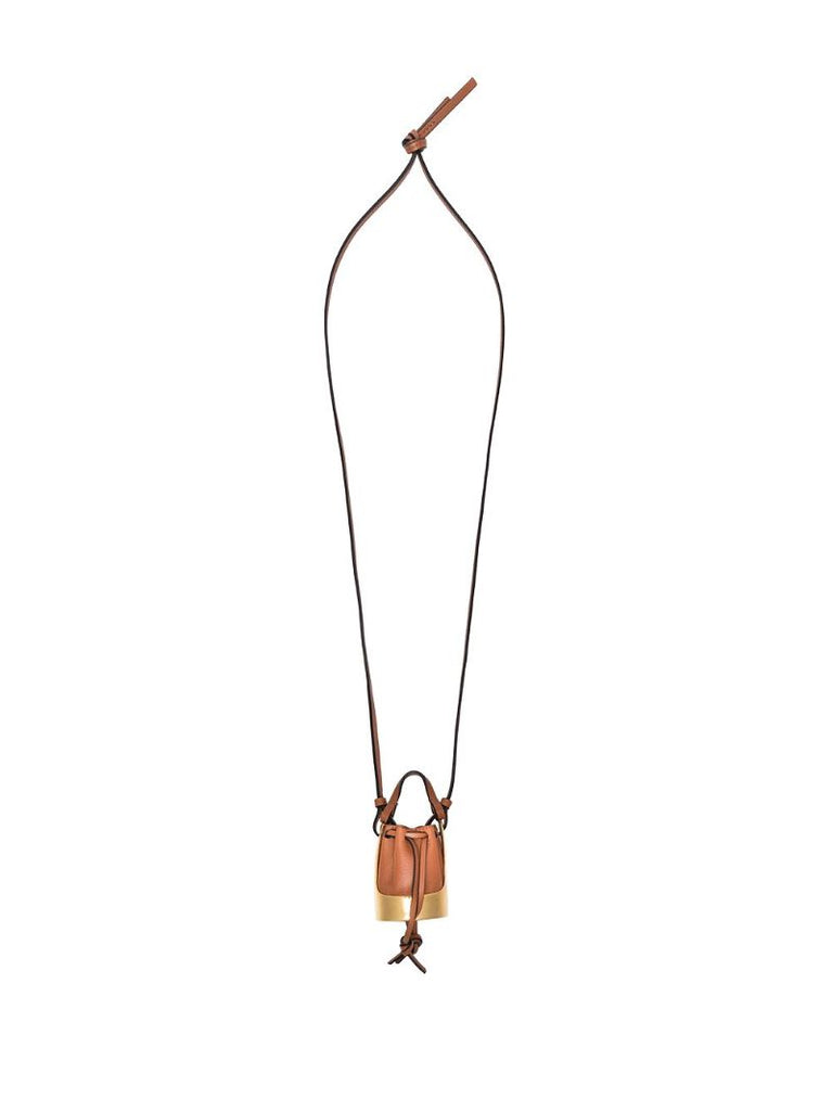 Brown Balloon Leather Necklace Bag