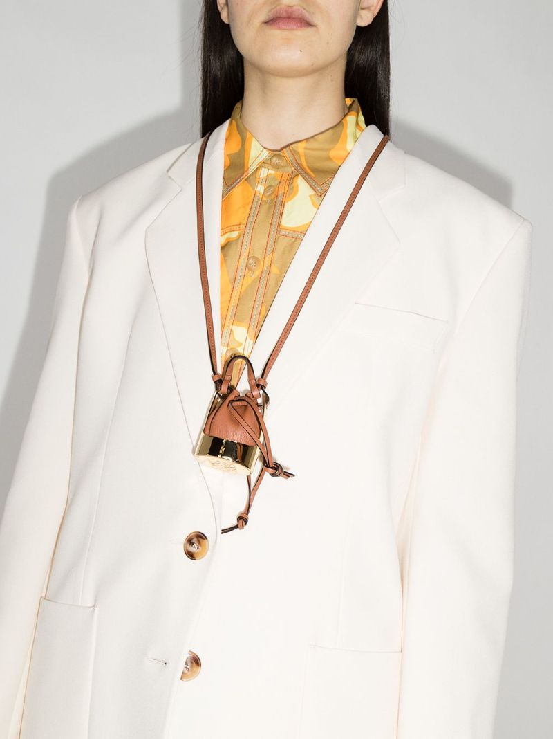 Brown Balloon Leather Necklace Bag