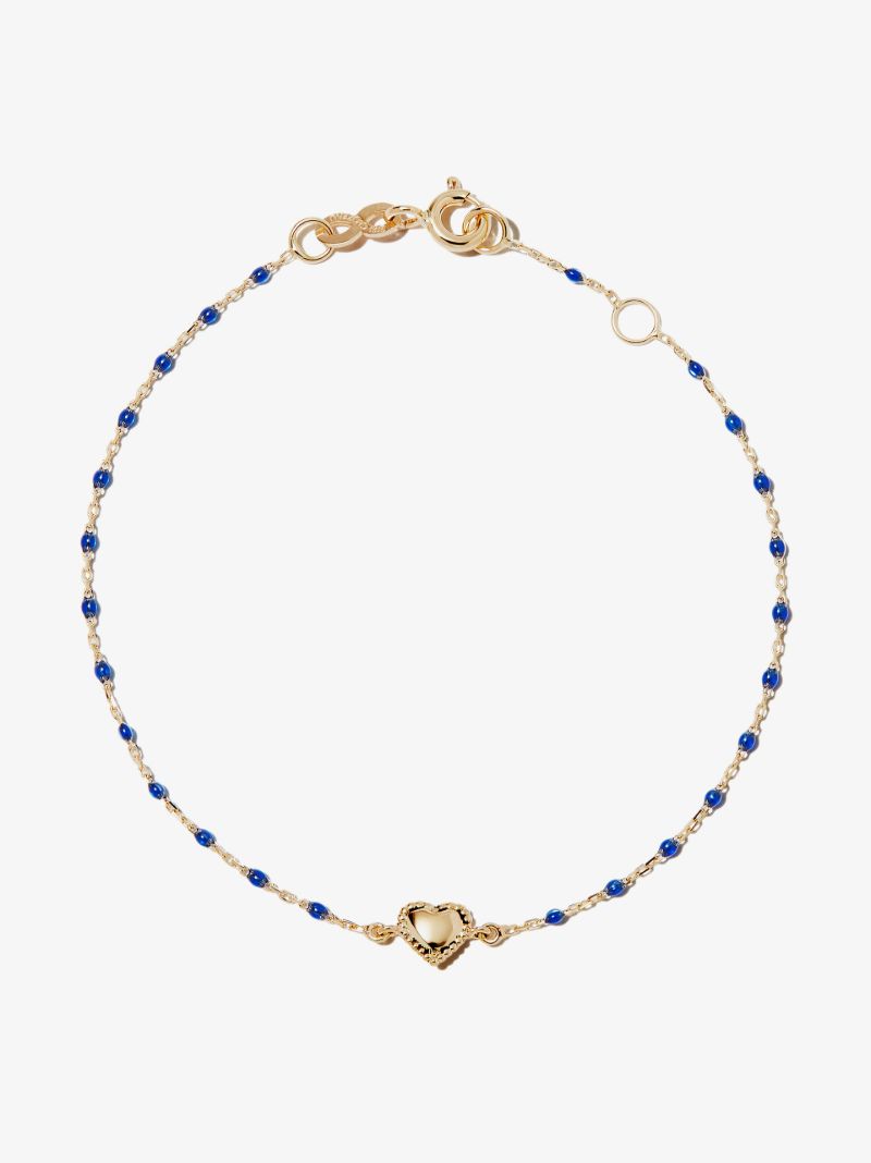 18k Yellow Heart 17 Cm Beaded Bracelet