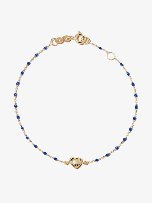 18k Yellow Heart 17 Cm Beaded Bracelet