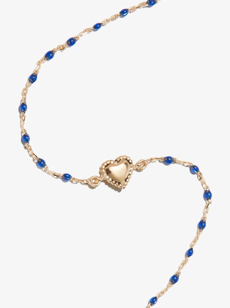18k Yellow Heart 17 Cm Beaded Bracelet