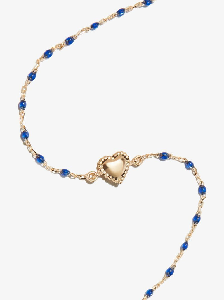 18k Yellow Heart 17 Cm Beaded Bracelet