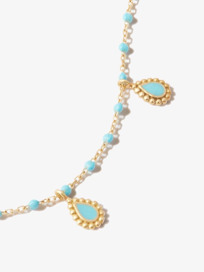 18k Yellow Gold Beaded Charm Bracelet