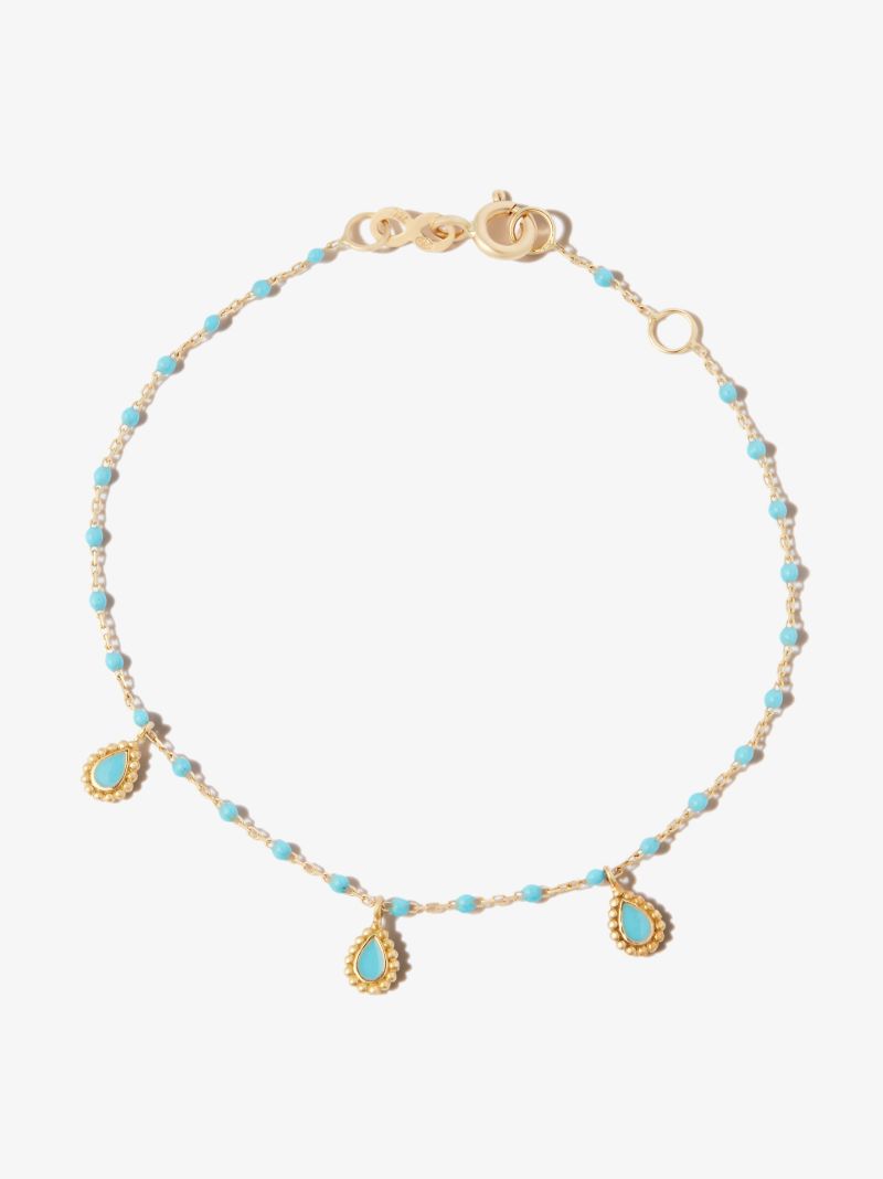 18k Yellow Gold Beaded Charm Bracelet