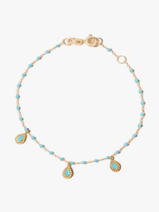 18k Yellow Gold Beaded Charm Bracelet