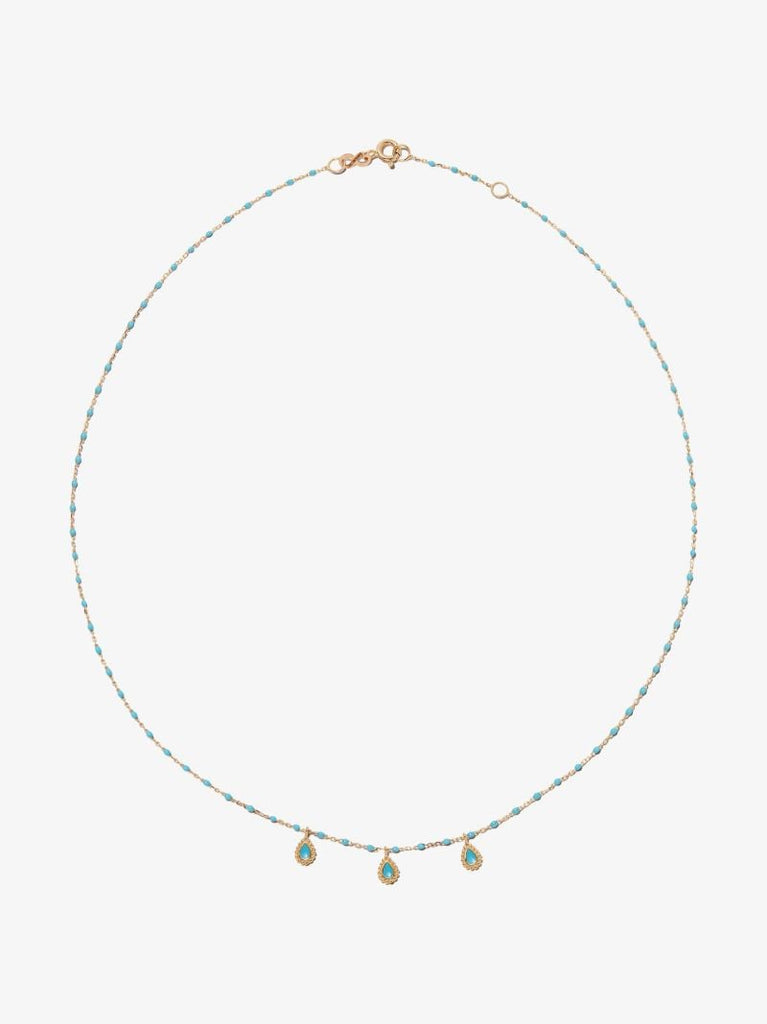 18k Yellow Gold 42 Cm Beaded Necklace