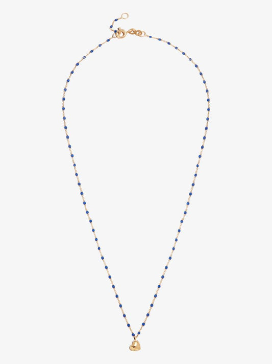 18k Yellow Gold Lucky Heart 40 Cm Beaded Necklace