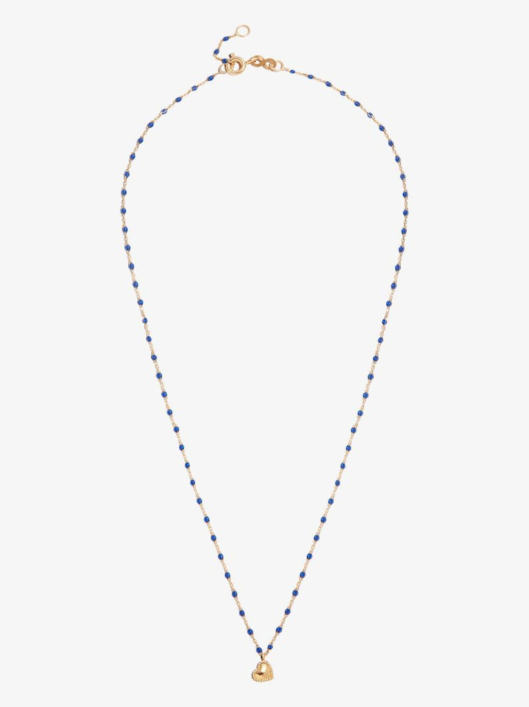 18k Yellow Gold Lucky Heart 40 Cm Beaded Necklace