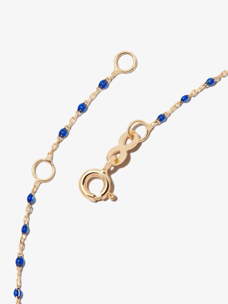 18k Yellow Gold Lucky Heart 40 Cm Beaded Necklace