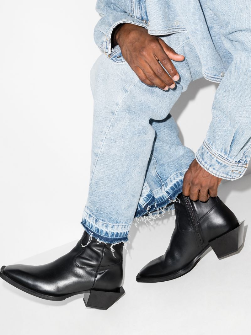 Black Luciano Leather Western Boots