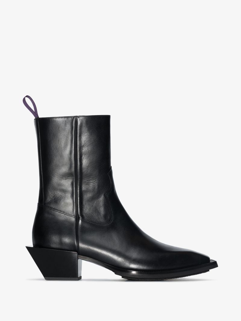 Black Luciano Leather Western Boots