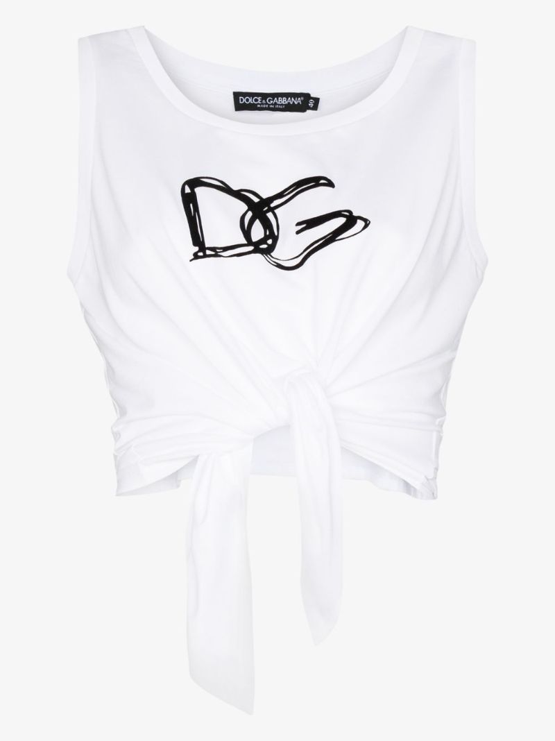 Logo Print Knot Detail Vest Top