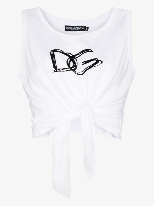 Logo Print Knot Detail Vest Top