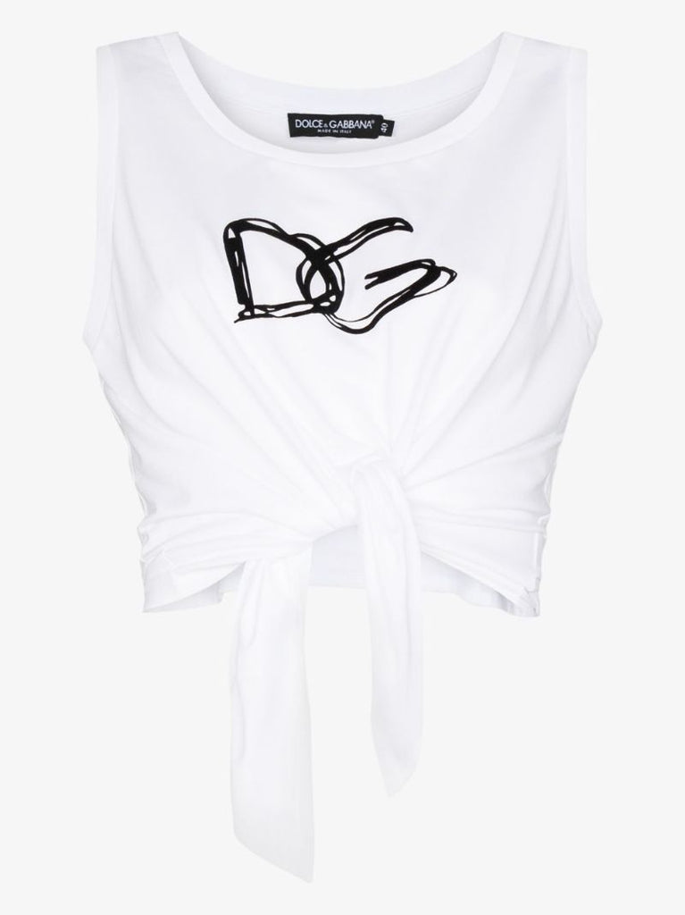 Logo Print Knot Detail Vest Top