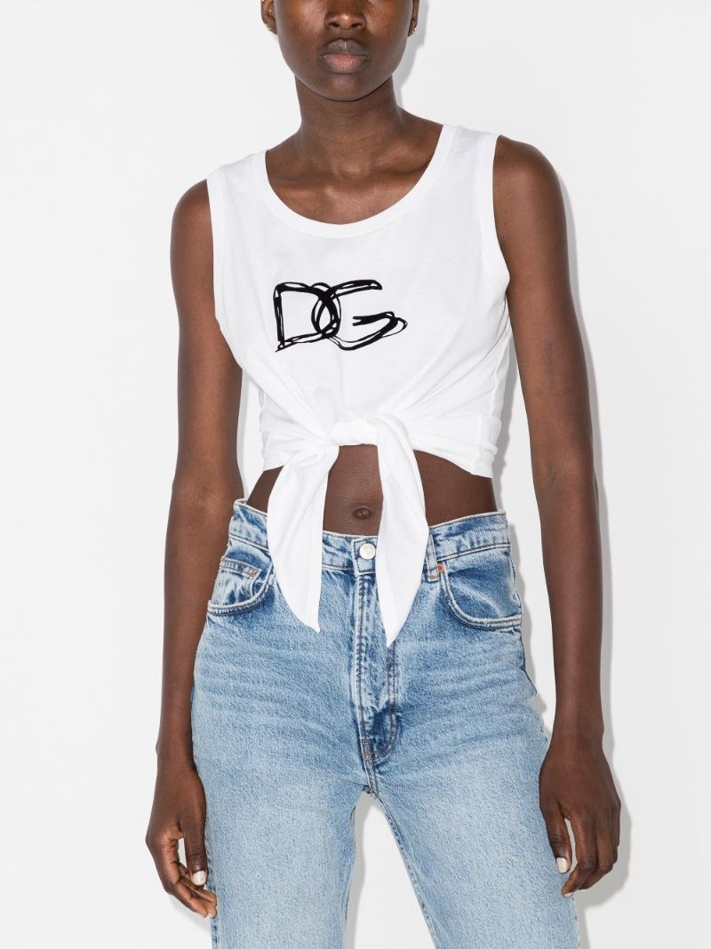 Logo Print Knot Detail Vest Top