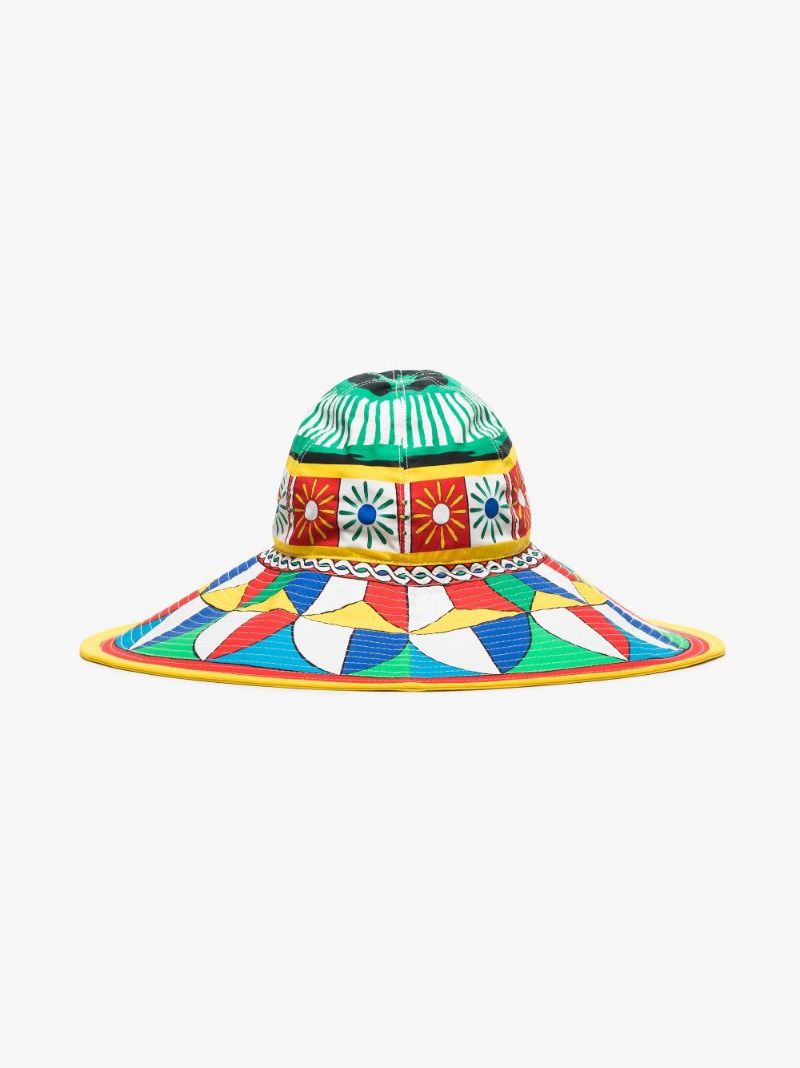Multicoloured Carretto Print Sun Hat