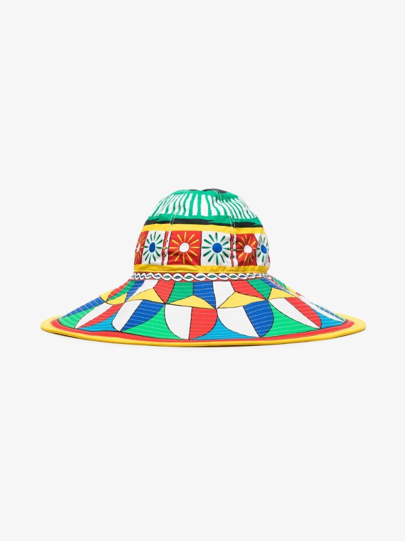 Multicoloured Carretto Print Sun Hat