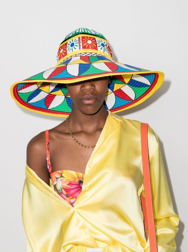 Multicoloured Carretto Print Sun Hat