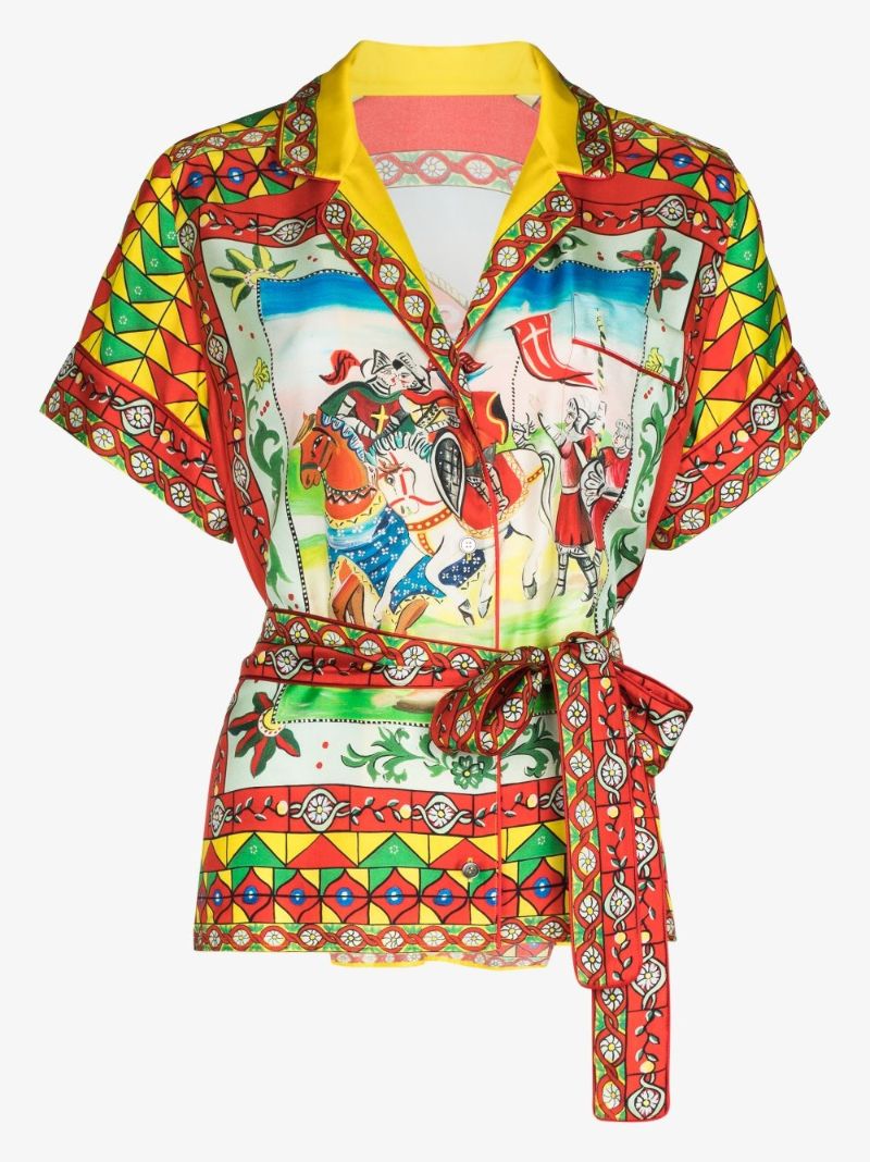 Carreto Print Belted-waist Shirt