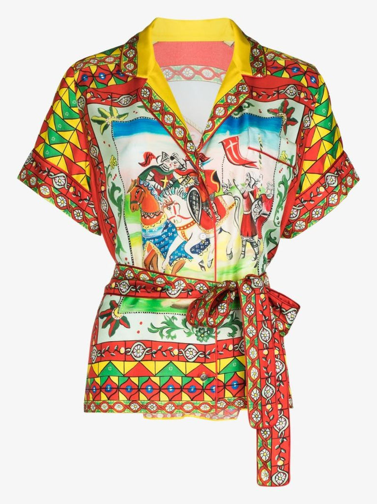 Carreto Print Belted-waist Shirt