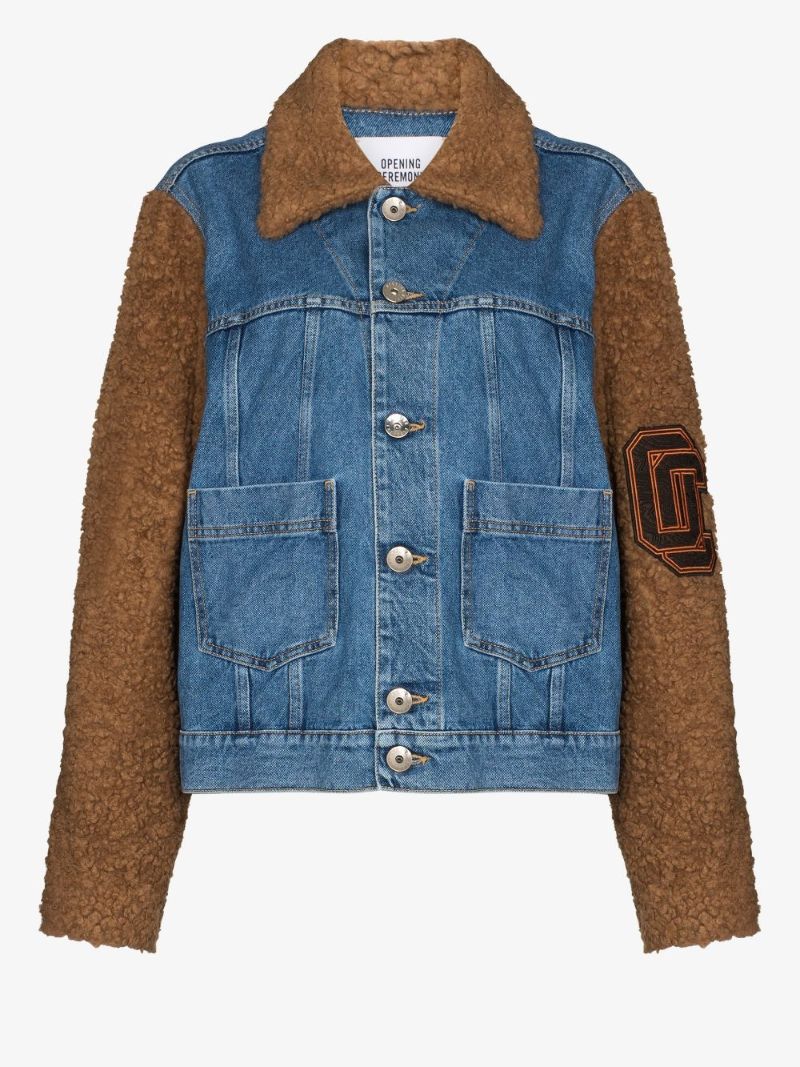 Teddy Sleeve Denim Jacket
