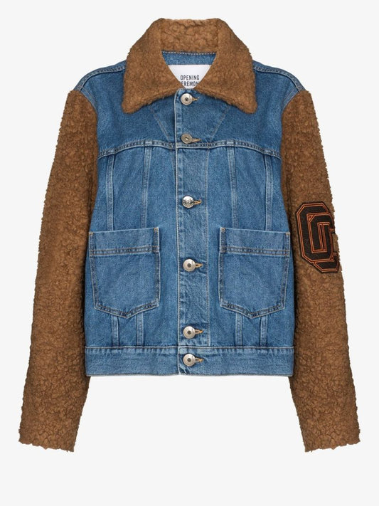 Teddy Sleeve Denim Jacket
