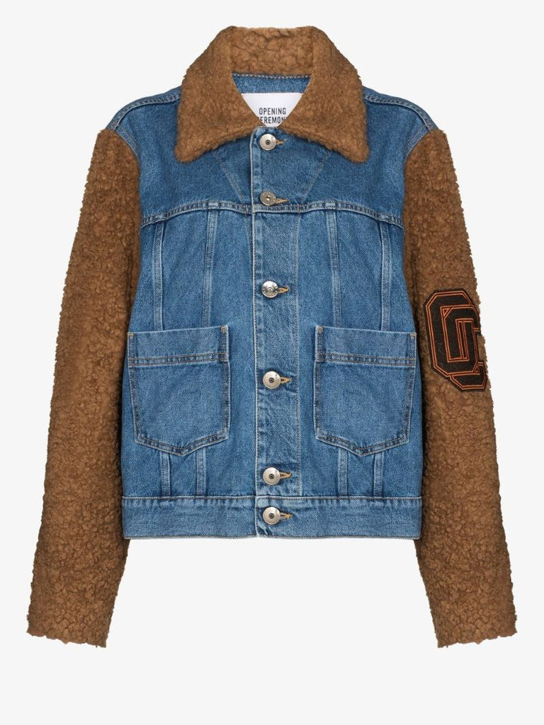 Teddy Sleeve Denim Jacket