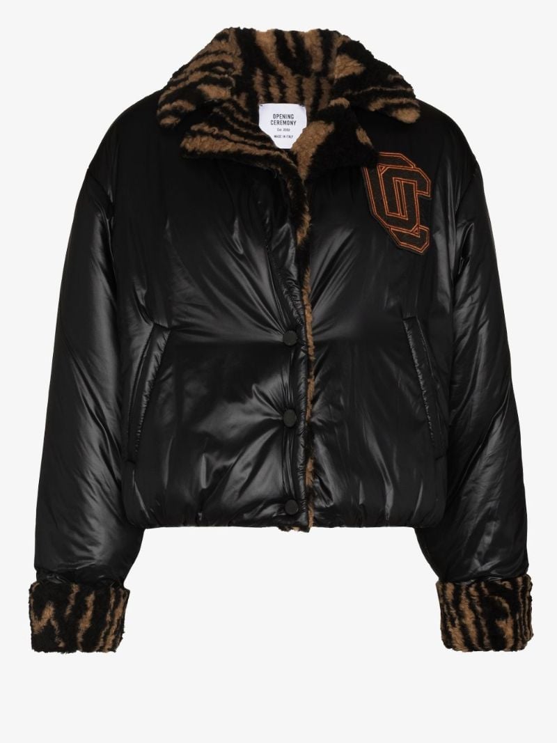 Crest Logo Cropped Puffer Jacket