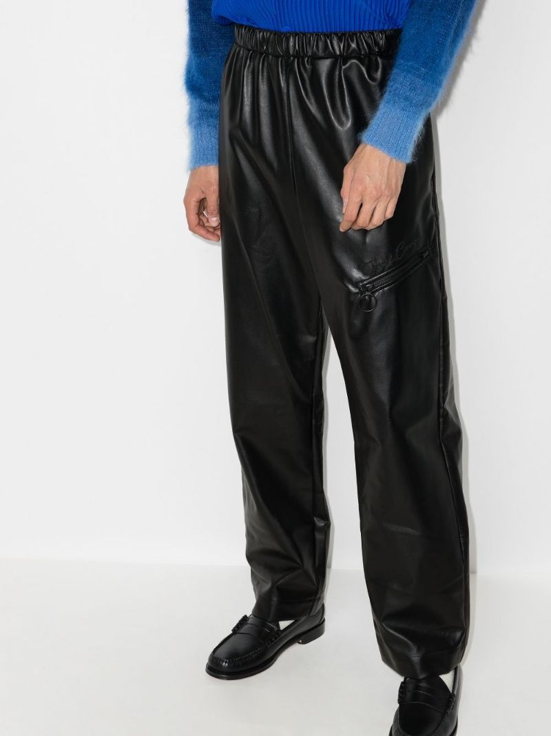 Faux Leather Track Pants