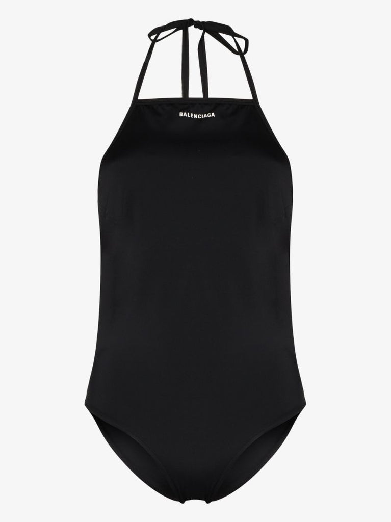 Black Logo Print Swimsuit