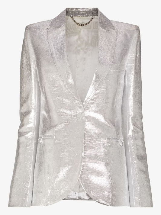 Single-breasted Metallic Blazer