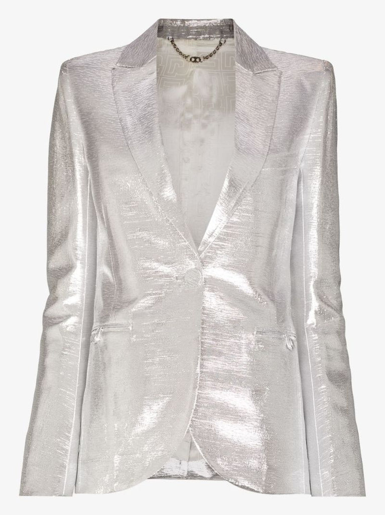 Single-breasted Metallic Blazer