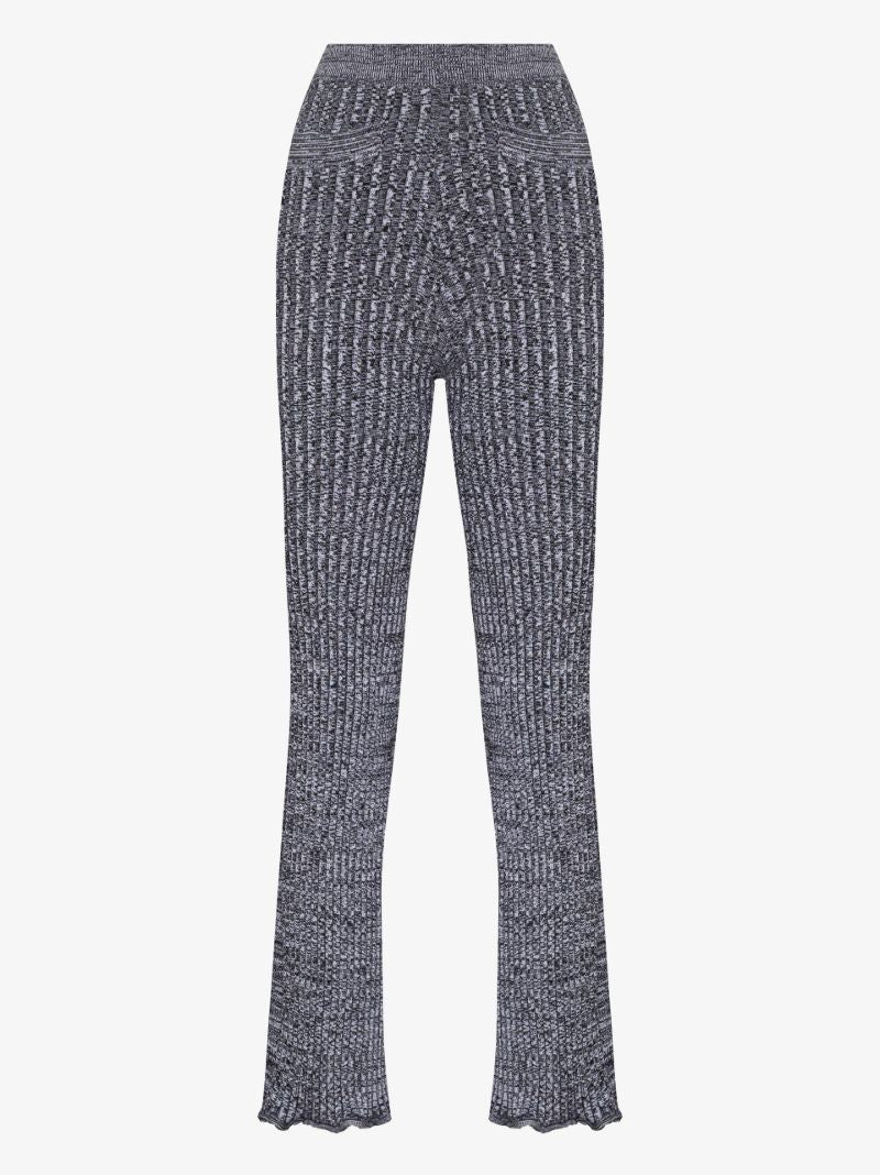 Slim Ribbed Knit Wool Trousers