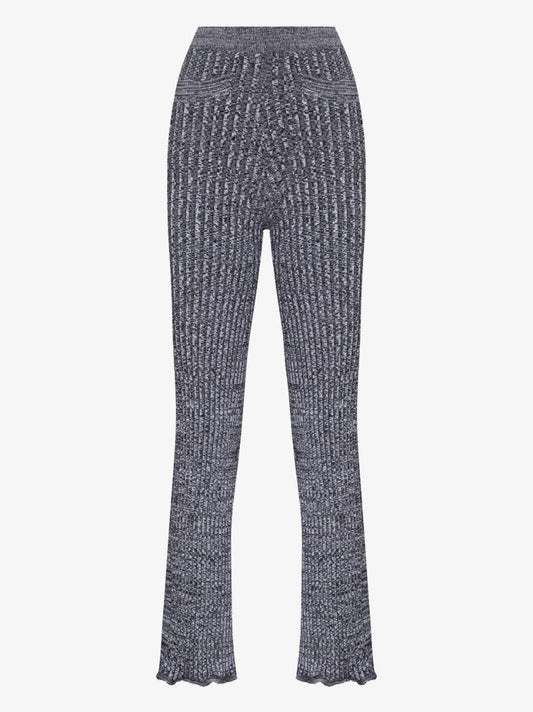 Slim Ribbed Knit Wool Trousers