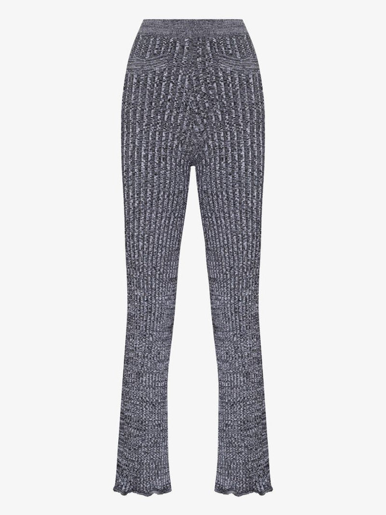 Slim Ribbed Knit Wool Trousers