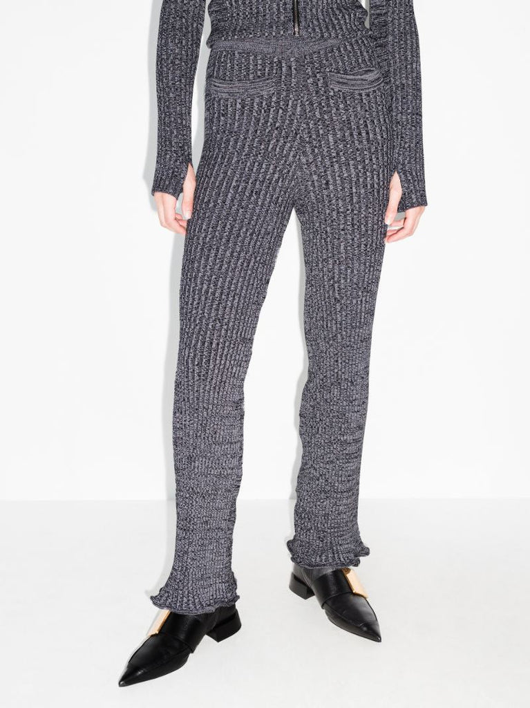Slim Ribbed Knit Wool Trousers