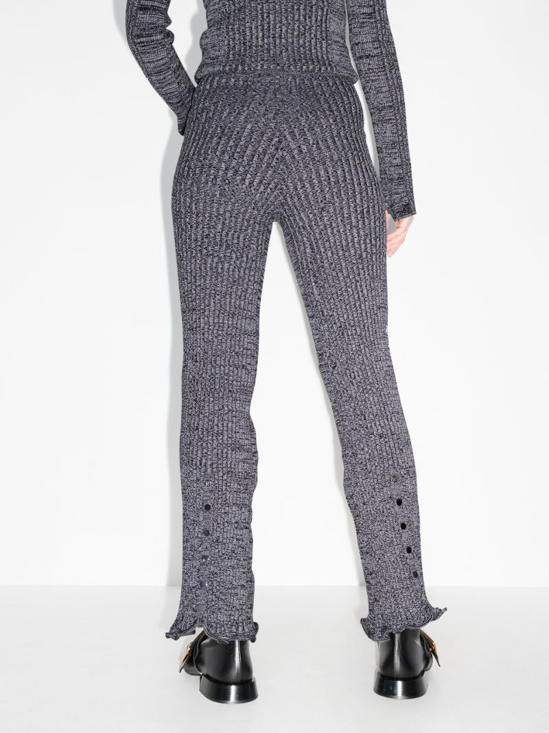 Slim Ribbed Knit Wool Trousers