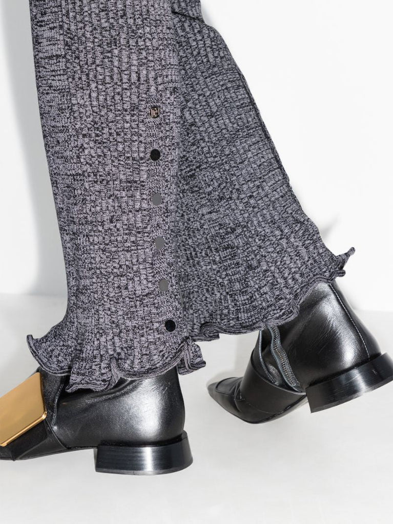 Slim Ribbed Knit Wool Trousers