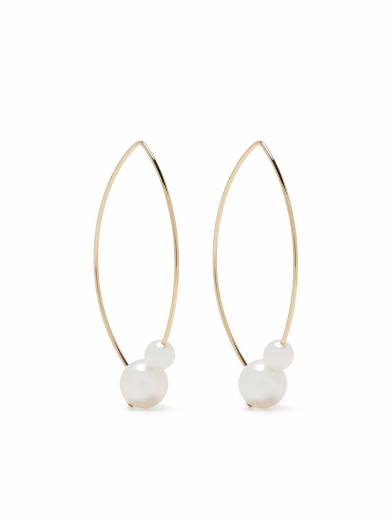 14k Yellow Gold Sea of Beauty Pearl Hoop Earrings